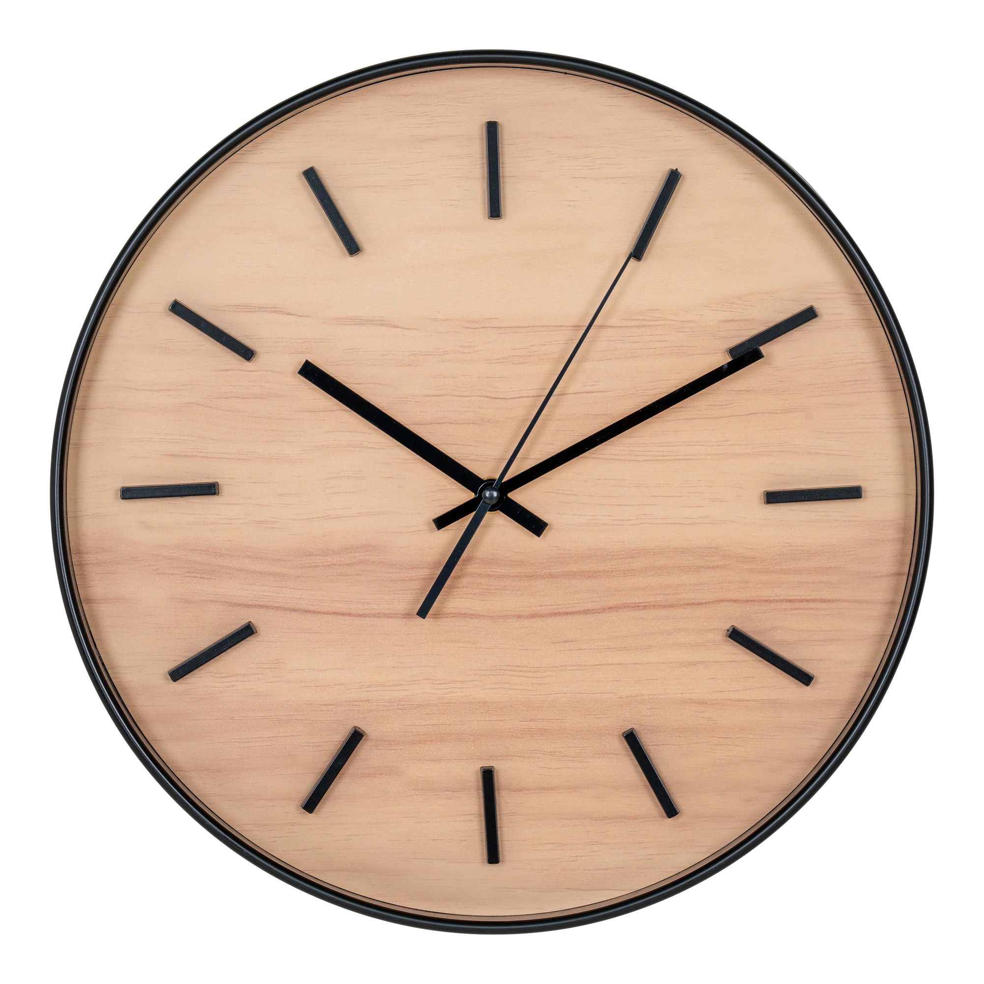 Farbe Camden – Wanduhr, natur/schwarz, Ø35 cm, lautlos, Glas/Kunststoff